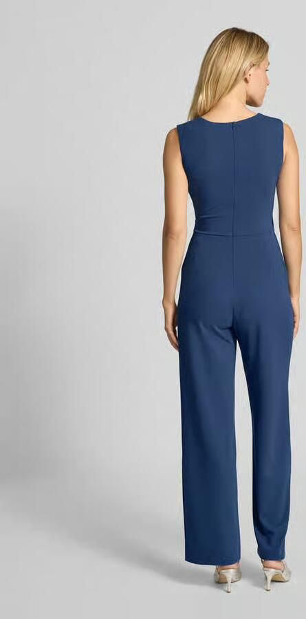 SWING Jumpsuit met ronde hals en plooien