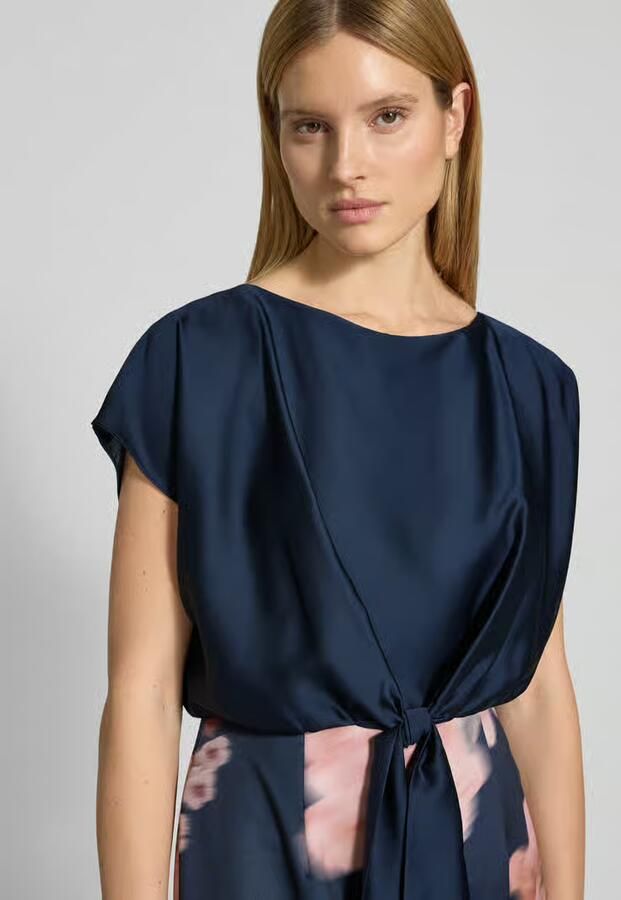 SWING Knie-lange cocktailjurk met knoopdetail