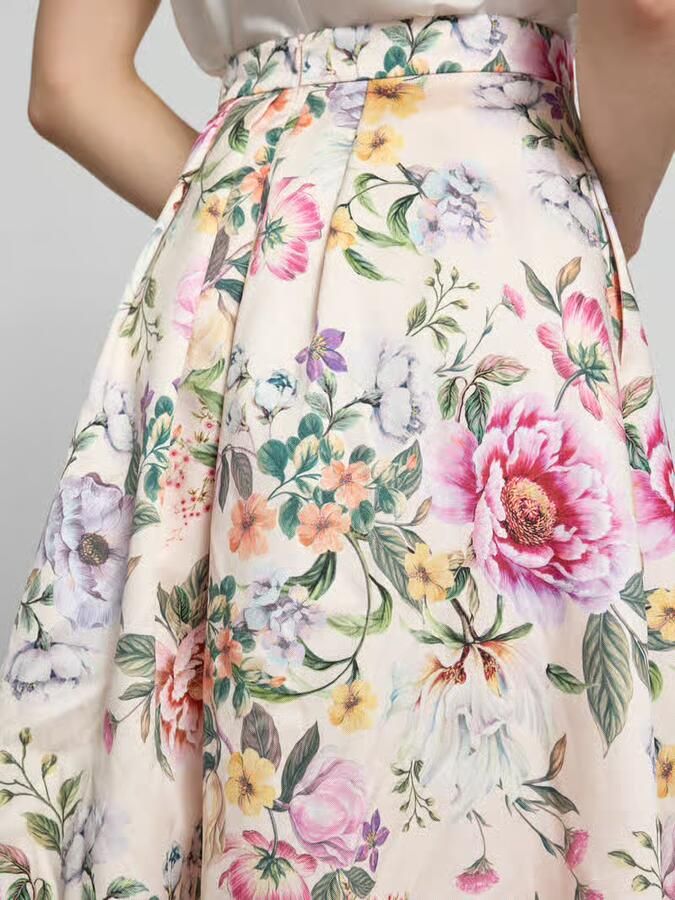 SWING Midirok in allover-look met plooien