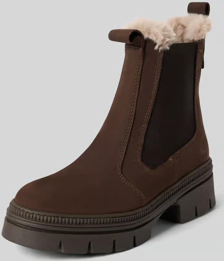 Tamaris chelsea boots met lamswollen voering van runder suède