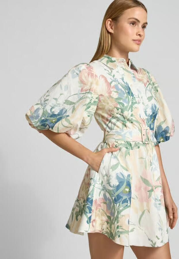 Ted Baker Mini-jurk van linnenmix met pofmouwen model 'OLLIIV'