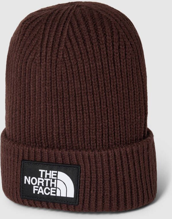 The North Face Bruine Geribbelde Wollen Hoed met Logo Patch Brown Heren