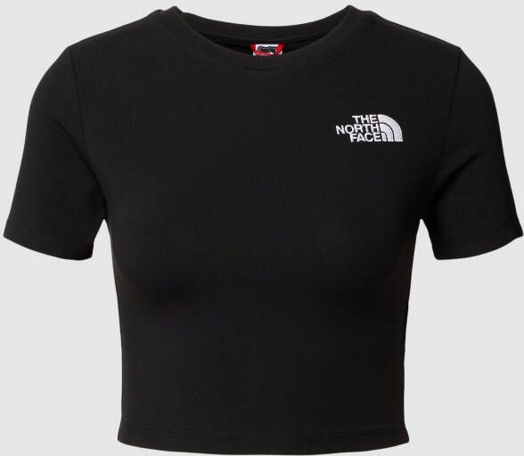 The North Face Zwarte Cropped T-shirt met Logo Black Dames