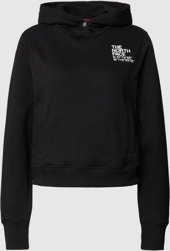 The North Face Zwarte Cropped Hoodie met Coördinaten Black Dames