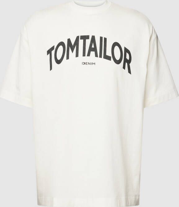 Tom Tailor Denim Oversized T-shirt met geribde ronde hals