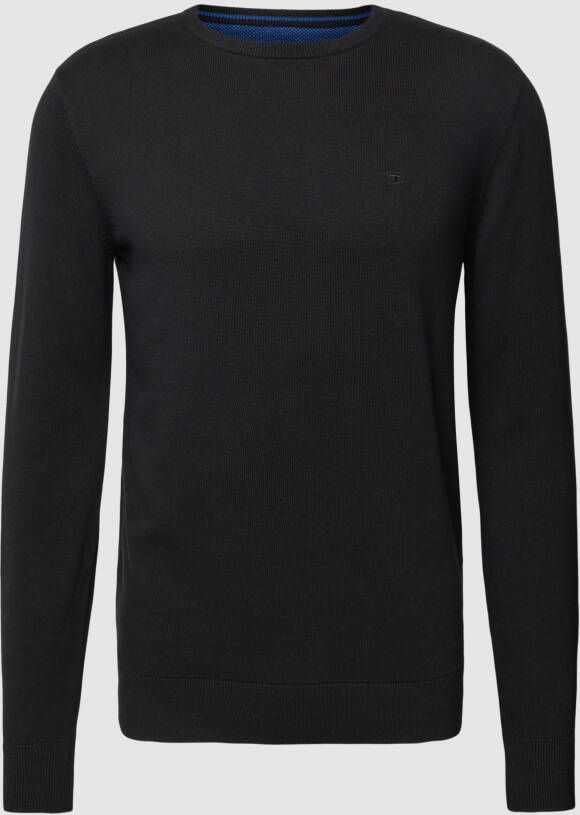 Tom Tailor Heren Ronde Hals Gebreide Trui Black Heren