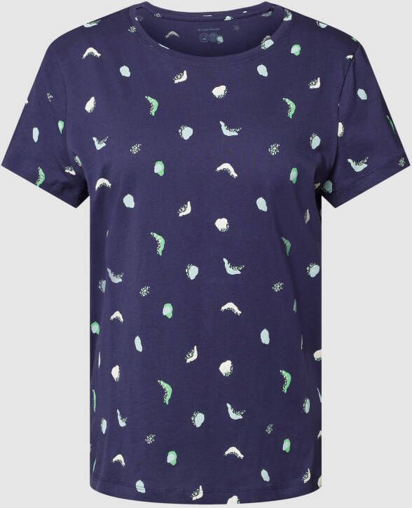 Tom Tailor Allover-Print T-shirt met korte mouwen Blue Dames
