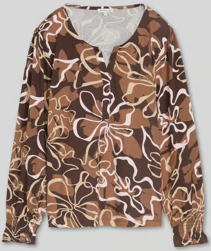 Tom Tailor blouse met lange mouwen met gesmokte mouwen