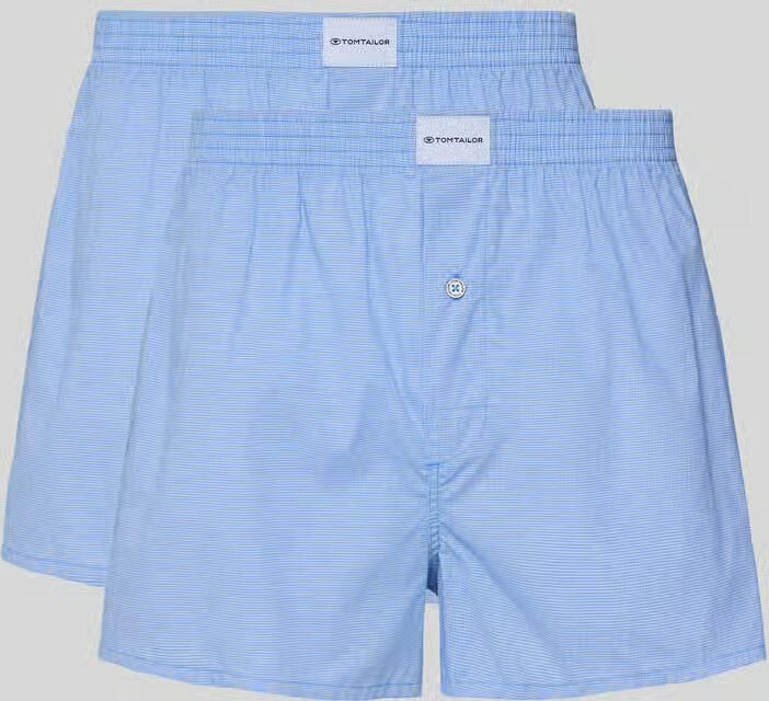 Tom Tailor Geweven boxershort Dakota zacht comfortabel basic los ademend met logo brede band (Set van 2) - Foto 3