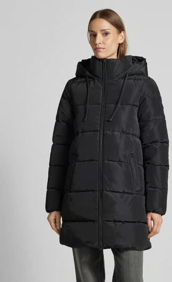 Tom Tailor Comfort fit gewatteerde lange jas met capuchon en opstaande kraag