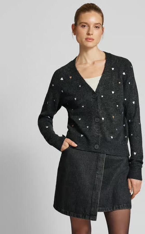 Tom Tailor Denim Comfort fit gebreid jack met geborduurd hart - Foto 4