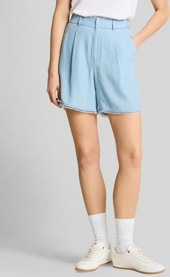 Tom Tailor Denim Dames stoffen shorts van lyocell met kanten boord - Foto 3