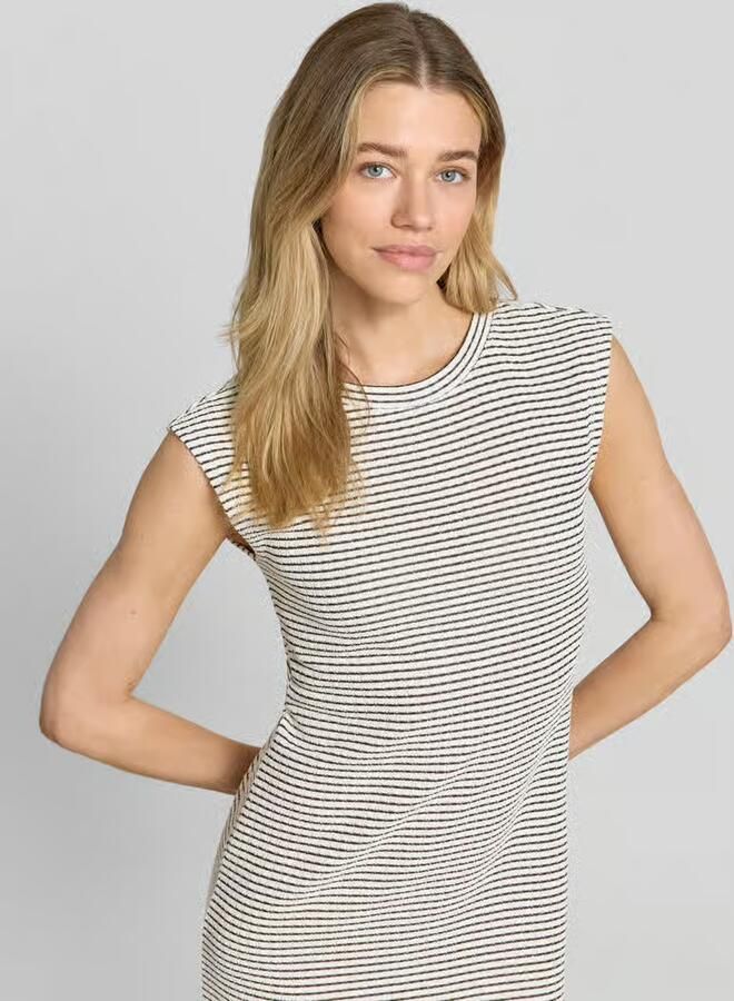 Tom Tailor Denim Getailleerde midi-jurk van katoenmix