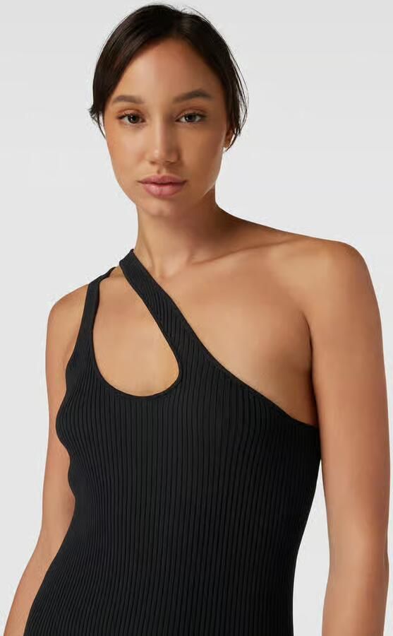 Tom Tailor Denim Knielange jurk met one shoulder-band - Foto 2