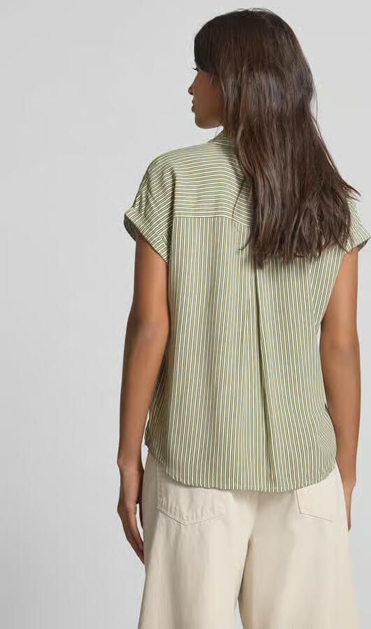 Tom Tailor Denim Loose fit blouse met korte mouwen van pure viscose