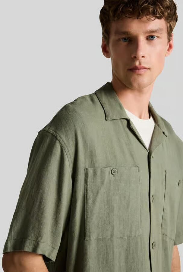 Tom Tailor Denim Loose fit vrijetijdsoverhemd van mix van linnen en viscose