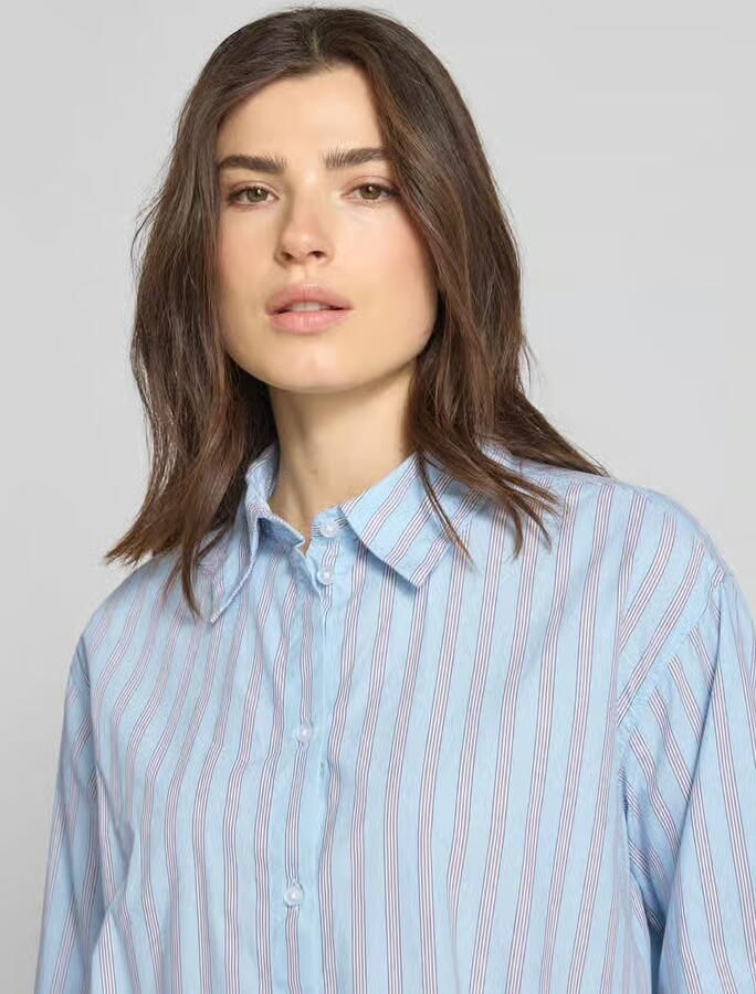 Tom Tailor Denim Oversized overhemdblouse van puur katoen