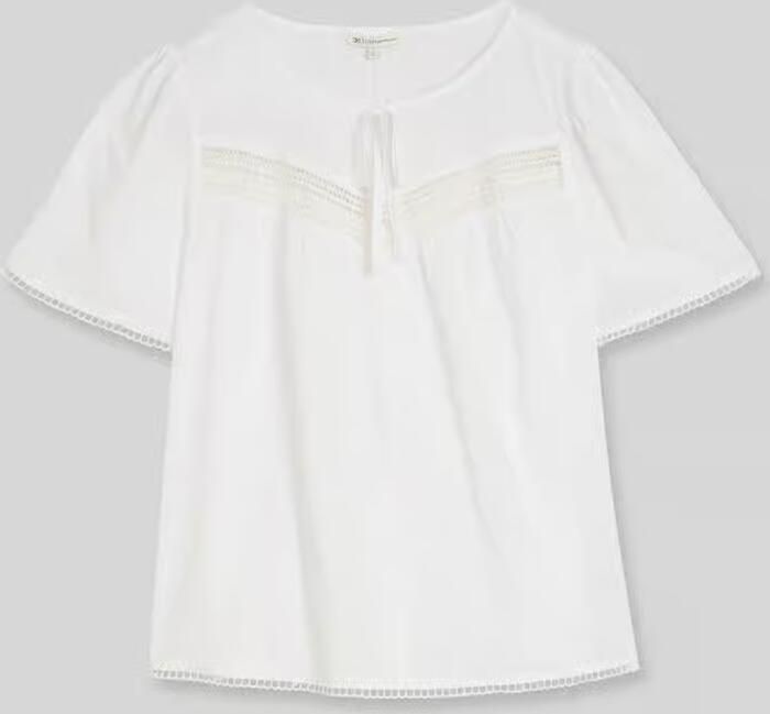 Tom Tailor Denim regular fit blouse van een katoen-viscosemix met haakdetails - Foto 2