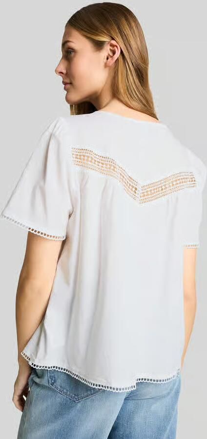 Tom Tailor Denim regular fit blouse van een katoen-viscosemix met haakdetails - Foto 3