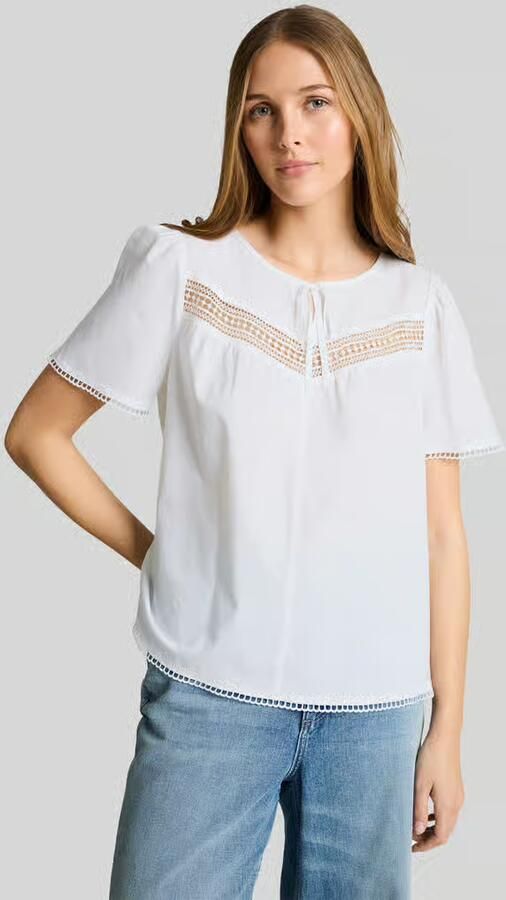 Tom Tailor Denim regular fit blouse van een katoen-viscosemix met haakdetails - Foto 2