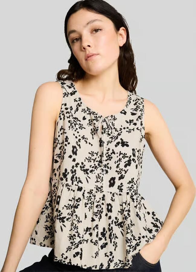Tom Tailor Denim regular fit blousetop van viscose-linnenmix