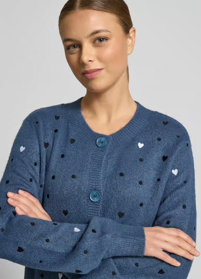 Tom Tailor Denim Regular fit gebreid jack met borduursels - Foto 2