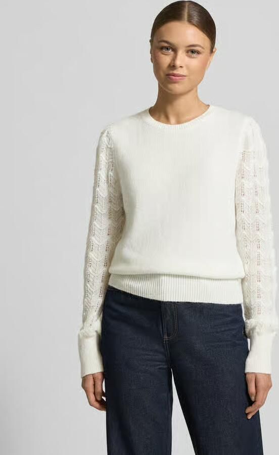 Tom Tailor Denim Regular fit gebreide pullover met mouwen van ajourtricot - Foto 4