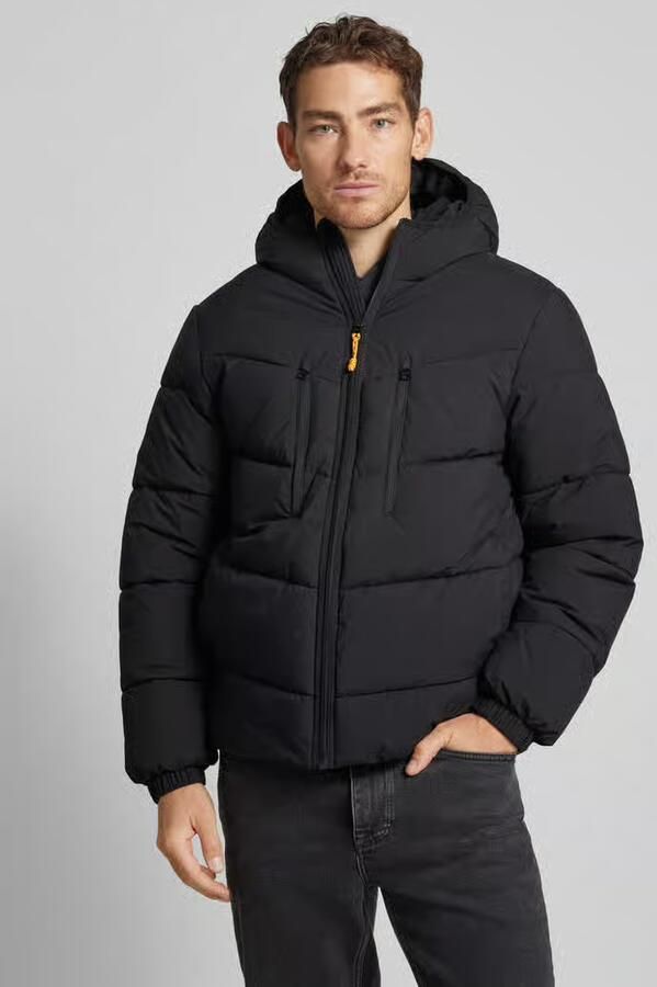 Tom Tailor Denim Regular fit gewatteerd jack met capuchon en labelstitching - Foto 4