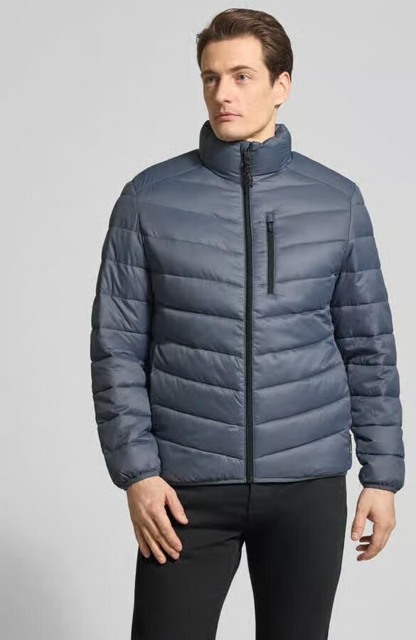 Tom Tailor Denim Regular fit gewatteerd jack met verticale borstzak met rits - Foto 3