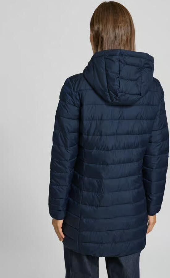 Tom Tailor Denim Regular fit gewatteerde lange jas met capuchon
