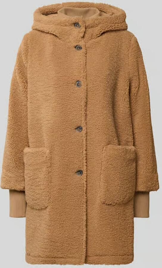 Tom Tailor Denim Regular fit lange jas van teddybont met capuchon - Foto 2