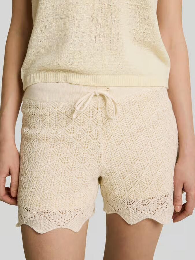 Tom Tailor Denim regular fit short van katoenmix in ajourtricotlook