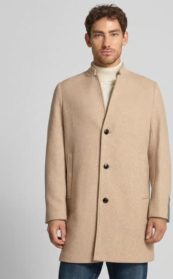 Tom Tailor Denim Regular fit wollen lange jas met all-over motief - Foto 2
