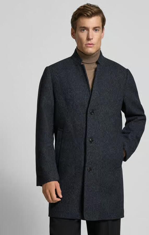 Tom Tailor Denim Regular fit wollen lange jas met all-over motief - Foto 2