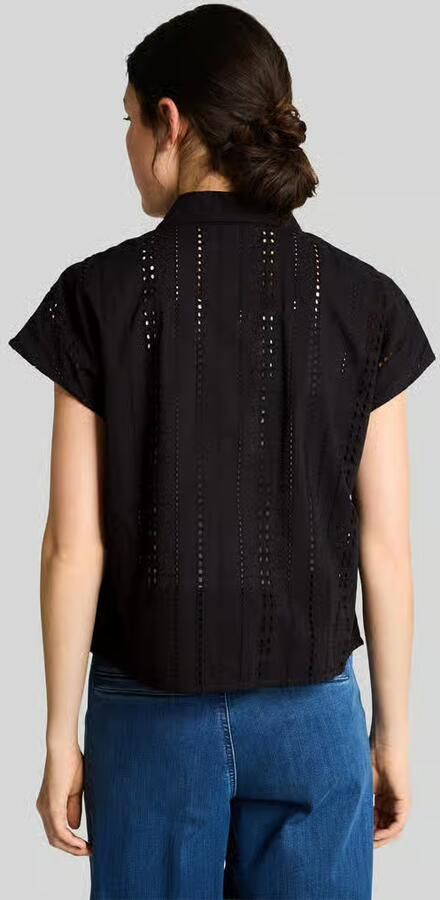 Tom Tailor Denim relaxed fit blouse met korte mouwen van puur katoen