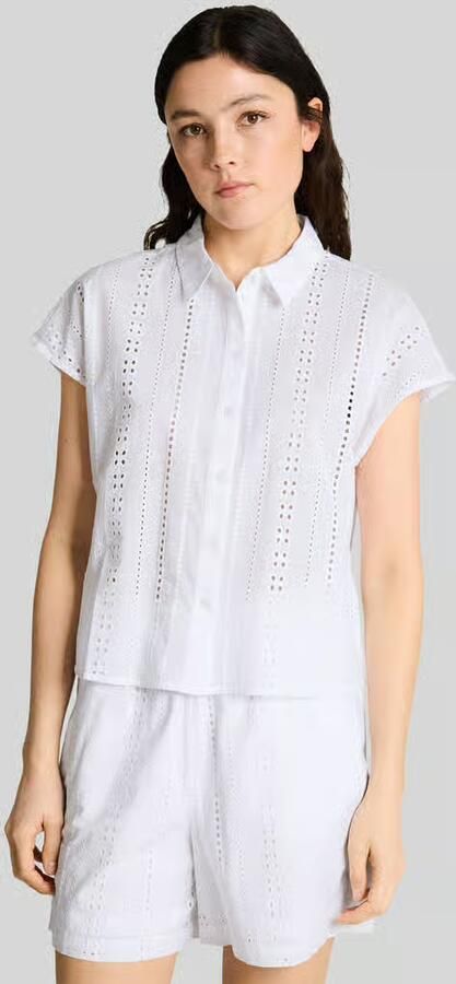 Tom Tailor Denim relaxed fit blouse met korte mouwen van puur katoen - Foto 4