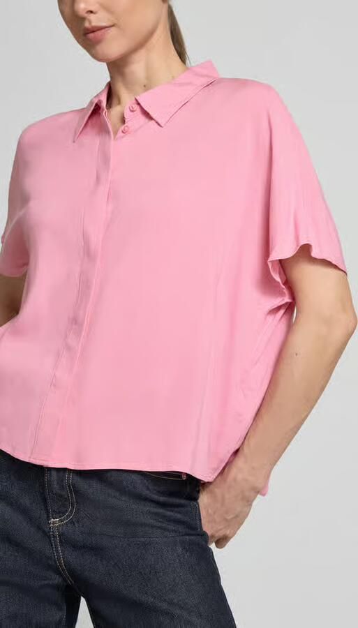 Tom Tailor Denim relaxed fit blouse met korte mouwen van viscose