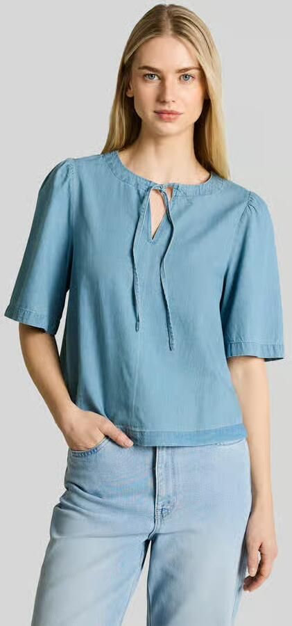 Tom Tailor Denim relaxed fit blouse met strikdetail - Foto 2