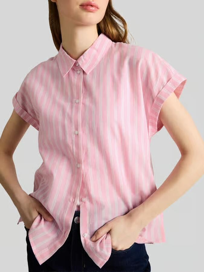 Tom Tailor Denim relaxed fit blouse van puur katoen