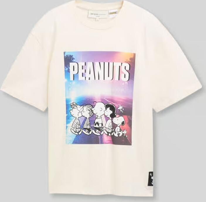 Tom Tailor Denim relaxed fit t-shirt van puur katoen met peanuts©-print op de voorkant