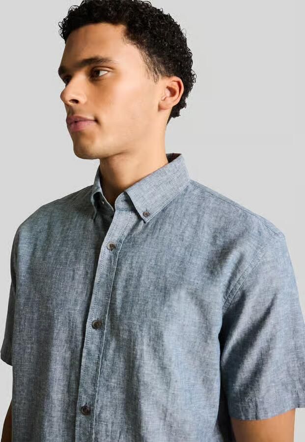 Tom Tailor Denim relaxed fit vrijetijdsoverhemd van mix van katoen en linnen