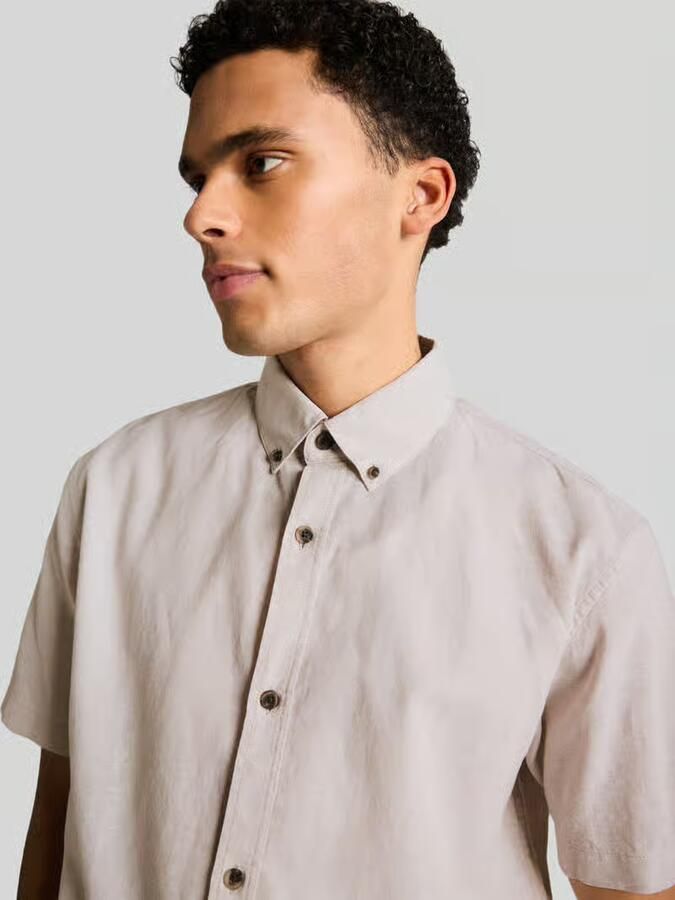 Tom Tailor Denim relaxed fit vrijetijdsoverhemd van mix van katoen en linnen