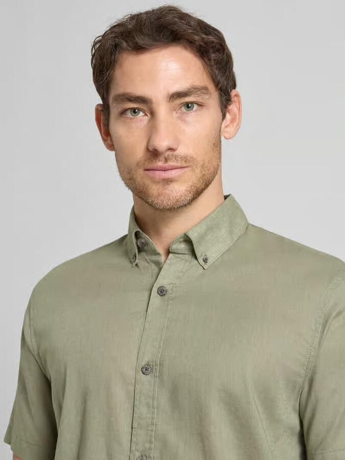 Tom Tailor Denim relaxed fit vrijetijdsoverhemd van mix van katoen en linnen
