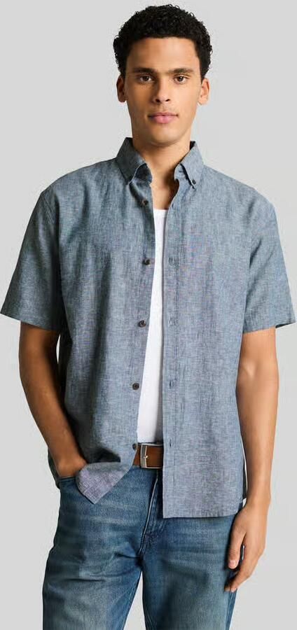 Tom Tailor Denim relaxed fit vrijetijdsoverhemd van mix van katoen en linnen - Foto 4