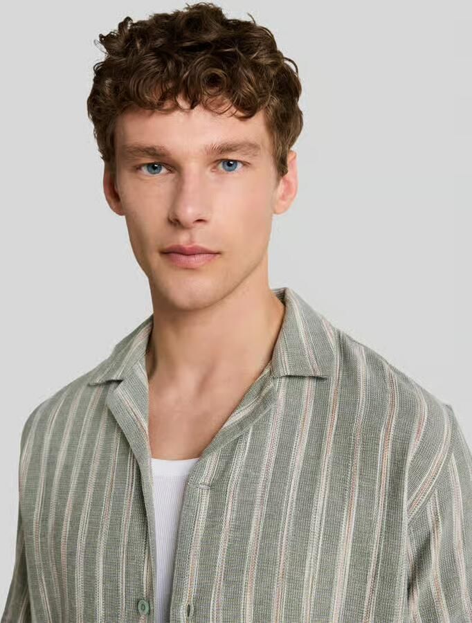 Tom Tailor Denim relaxed fit vrijetijdsoverhemd van mix van katoen und linnen