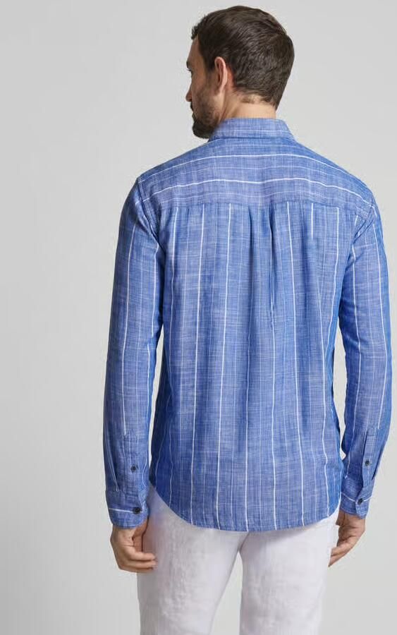 Tom Tailor Denim Relaxed fit vrijetijdsoverhemd van viscosemix met linnen - Foto 3