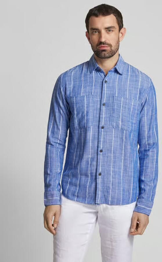 Tom Tailor Denim Relaxed fit vrijetijdsoverhemd van viscosemix met linnen - Foto 4