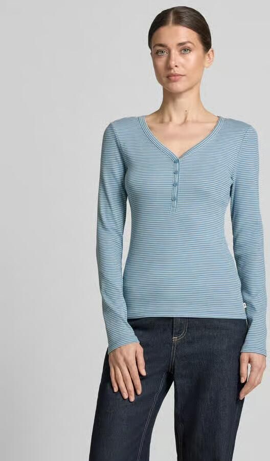 Tom Tailor Denim shirt met lange mouwen in regular fit met henley-hals - Foto 3