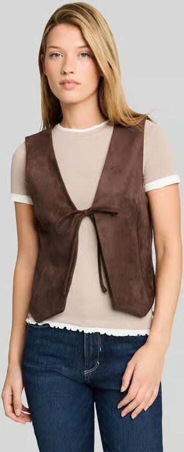 Tom Tailor Denim Slim fit bodywarmer met bindceintuur - Foto 3