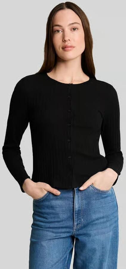 Tom Tailor Denim slim fit gebreid jack van katoenmix - Foto 4